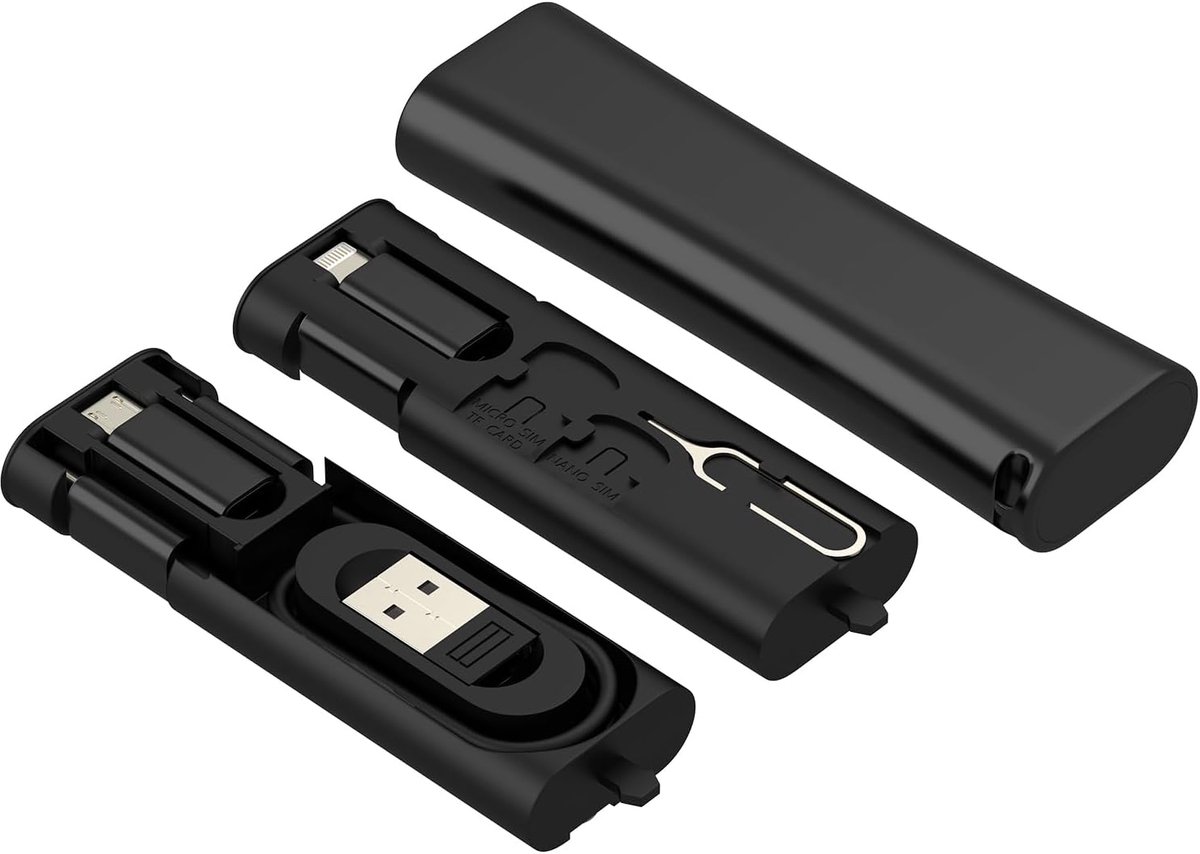 USB-adapterset, kabelorganizer, tas, USB C, tas voor iPhone 17, 16, 15, 14, 13pro Max, Lightning, oplaadkabel - ShopVlot