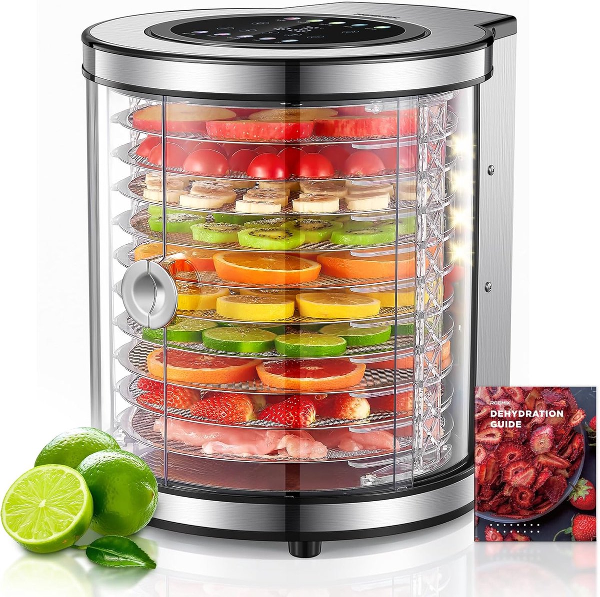 10 Tier Food Dryer Stainless Steel LCD Display Food Dryer with Rotation 850 W 95-167 °F 1-48 Hours Timer 9 Automatic - ShopVlot