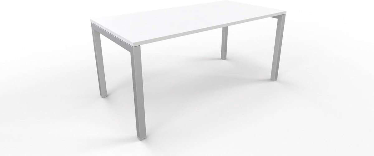 FBasic Desk desk – metal frame silver and white wooden plate – 160 x 80 x 74 cm - ShopVlot