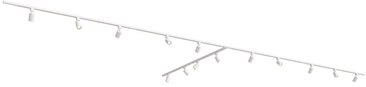 HOFTRONIC railverlichting pakket T-vorm – 4x 1,5 meter en 2x 1 meter rails – 14x GU10 spots 2700K warm wit – dimbaar – aluminium wit – IP20 – modulair – 230V – railspots wit woonkamer keuken