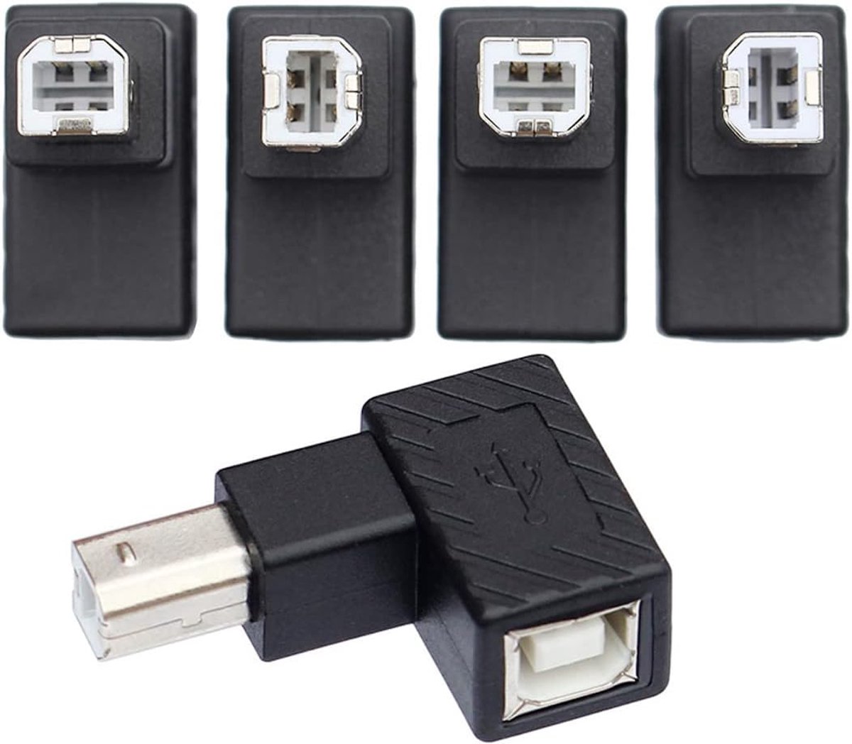 chenyang 4Pcs USB 2.0 B Type Male to Female Extension Adapter Horizontal Vertical Angle 90 Degree for Disk Scanner - ShopVlot