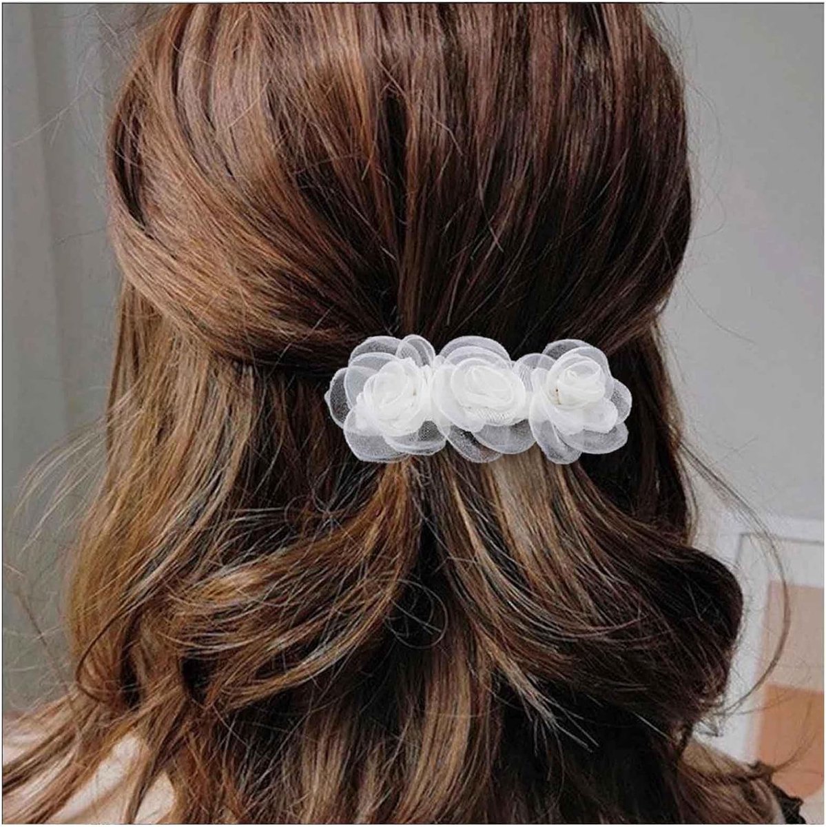 Boho Off White Lace Flower Hairpin Retro Camellia Bars Floral Wedding Bride Hair Clip Hair Accessories For Women - ShopVlot