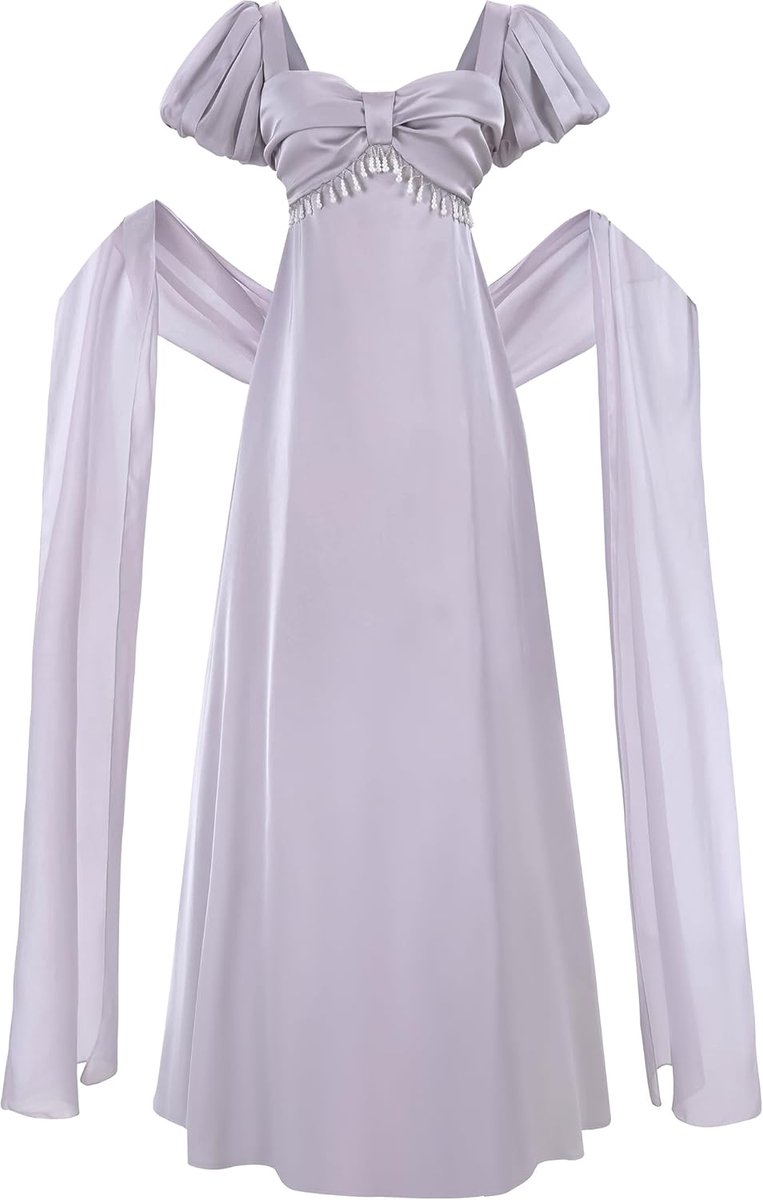 Fiamll Regency Women's Long Victorian Wedding Ball Gown with Scarf and Gloves - ShopVlot