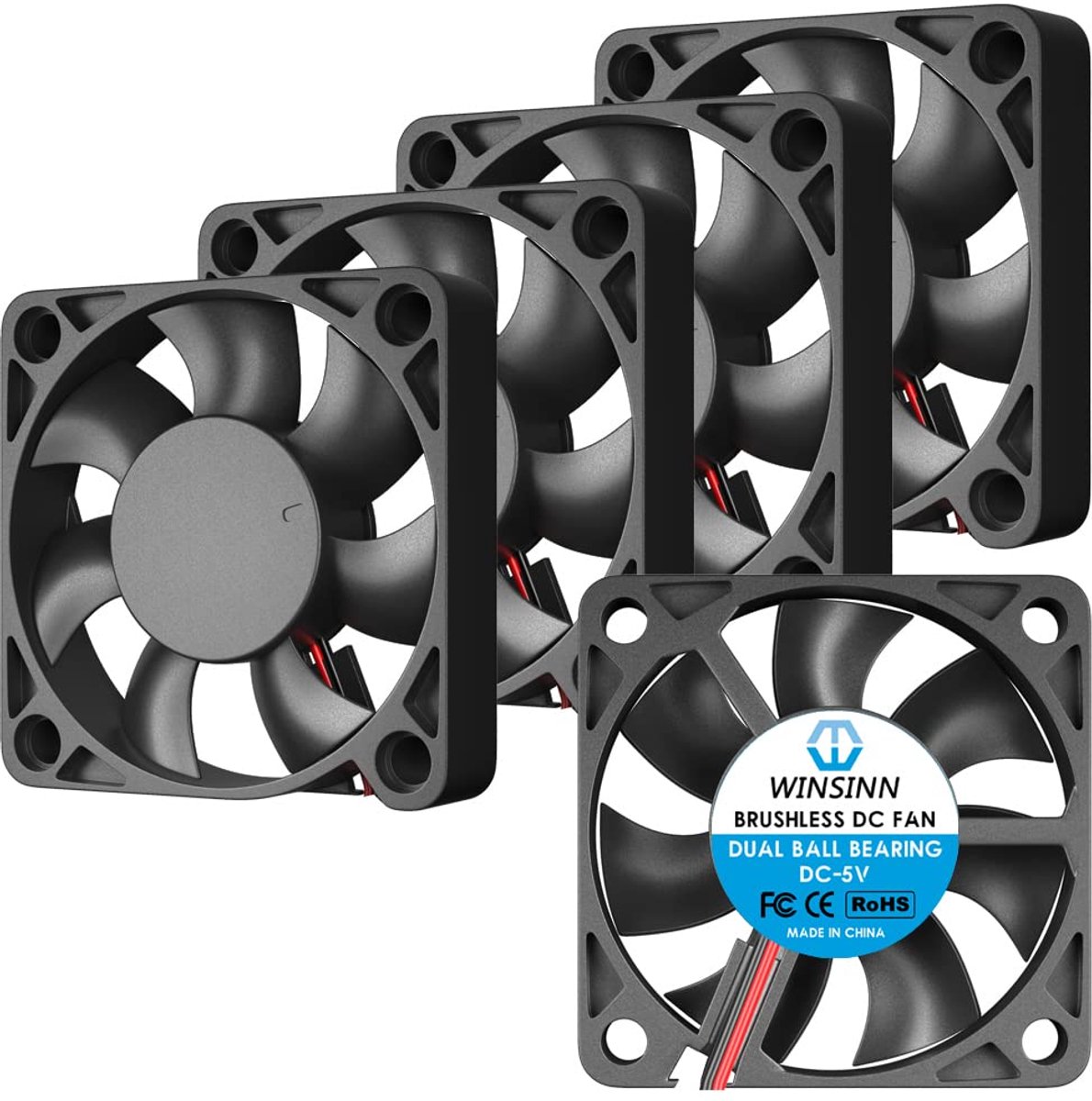 WINSINN 50mm Fan 5V Dual Ball Bearing Brushless 5010 50x10mm - High Speed (Pack of 5 Pieces) - ShopVlot