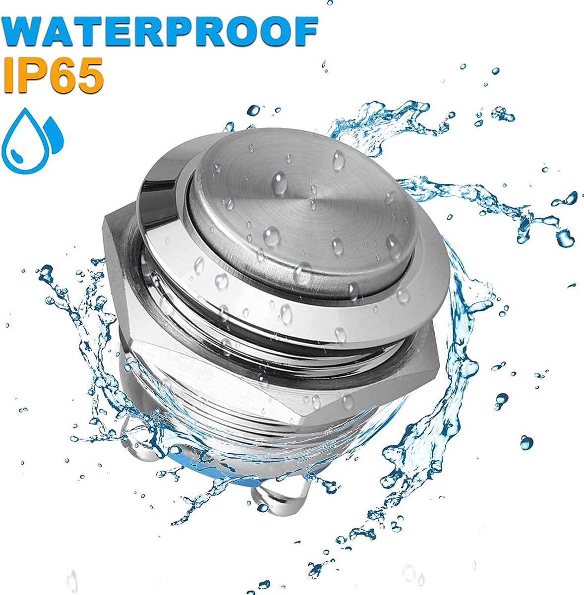 4 Stuks 22mm Momentary Waterdichte Drukknop met Schroefaansluitingen