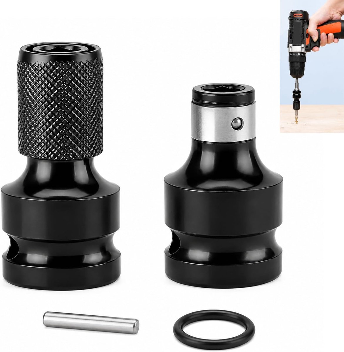 2 stuks adapter 1/2 tot 1/4 slagmoersleutel, vierkante bithouder 1/2 naar 1/4, converter dopsleutel verloopstuk - ShopVlot