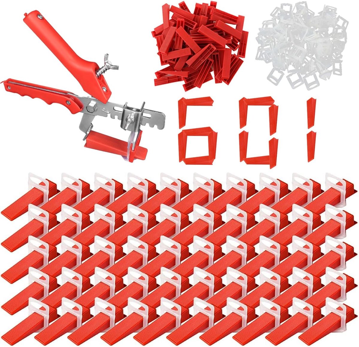 601 Pieces Tile Leveling System with Tile Tongs Tile Leveling System 3mm Tile Wedges Leveling System Tile Wedges - ShopVlot