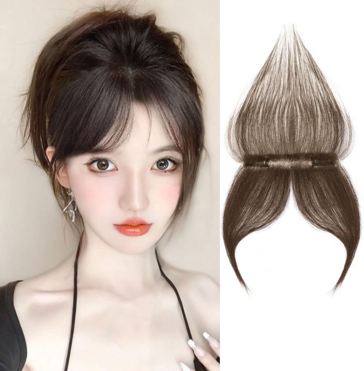 Bangs Hair Clip in Bangs, Real Human Hair Bangs Clip in Hair Extensions Air Bangs Hairpieces for Woman with Temples - ShopVlot