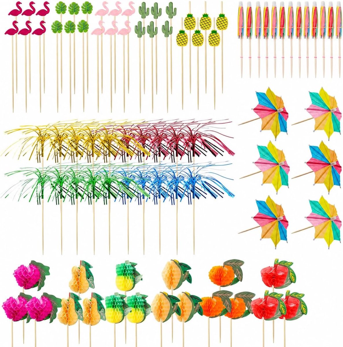 145-piece cocktail accessory set, cocktail decoration, versatile party accessories with colourful cocktail umbrellas - ShopVlot