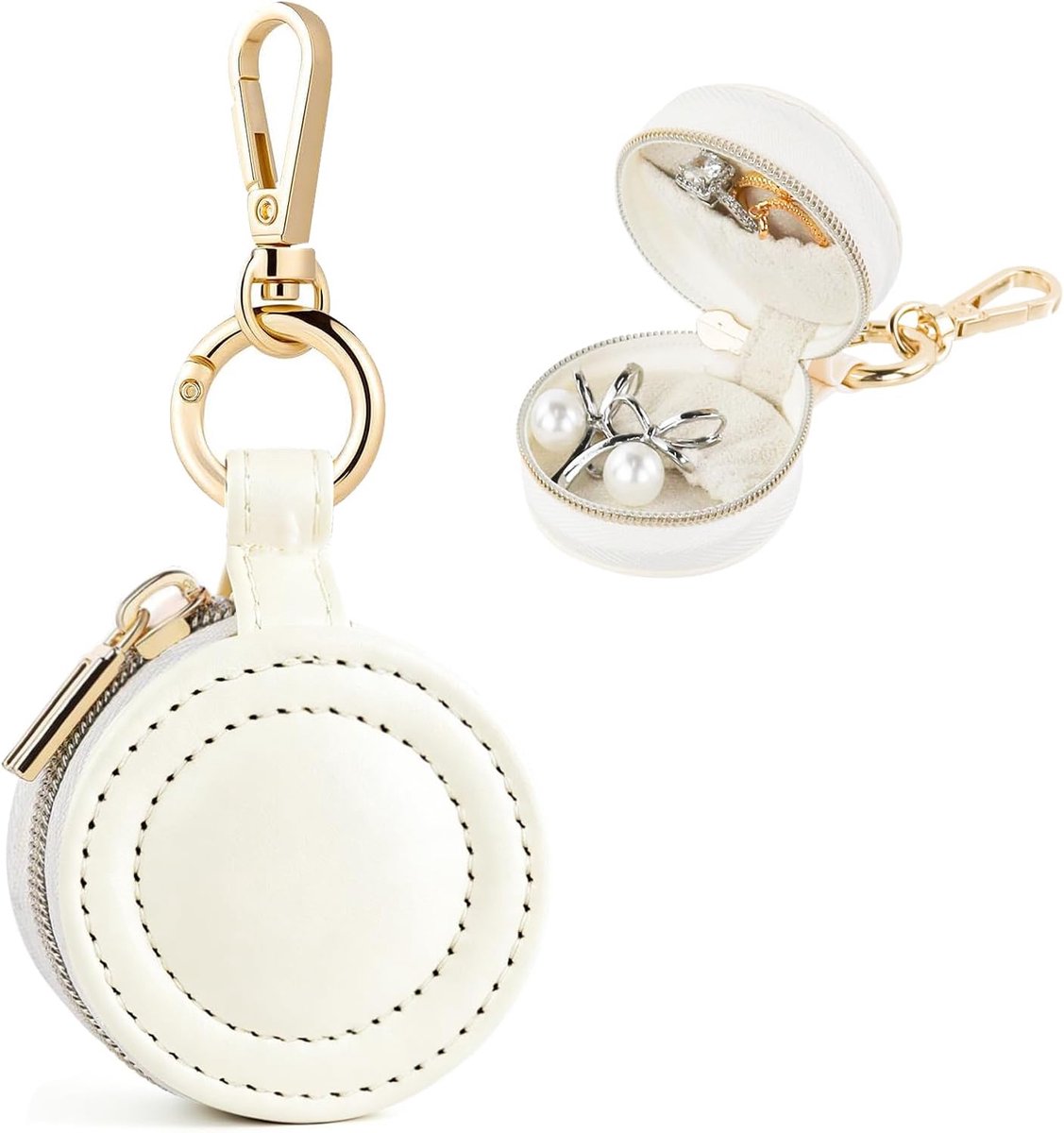Jewellery Box Small Travel Jewellery Box with Keychain, Portable Small Jewelry Box, Ideal for Women for Storing - ShopVlot