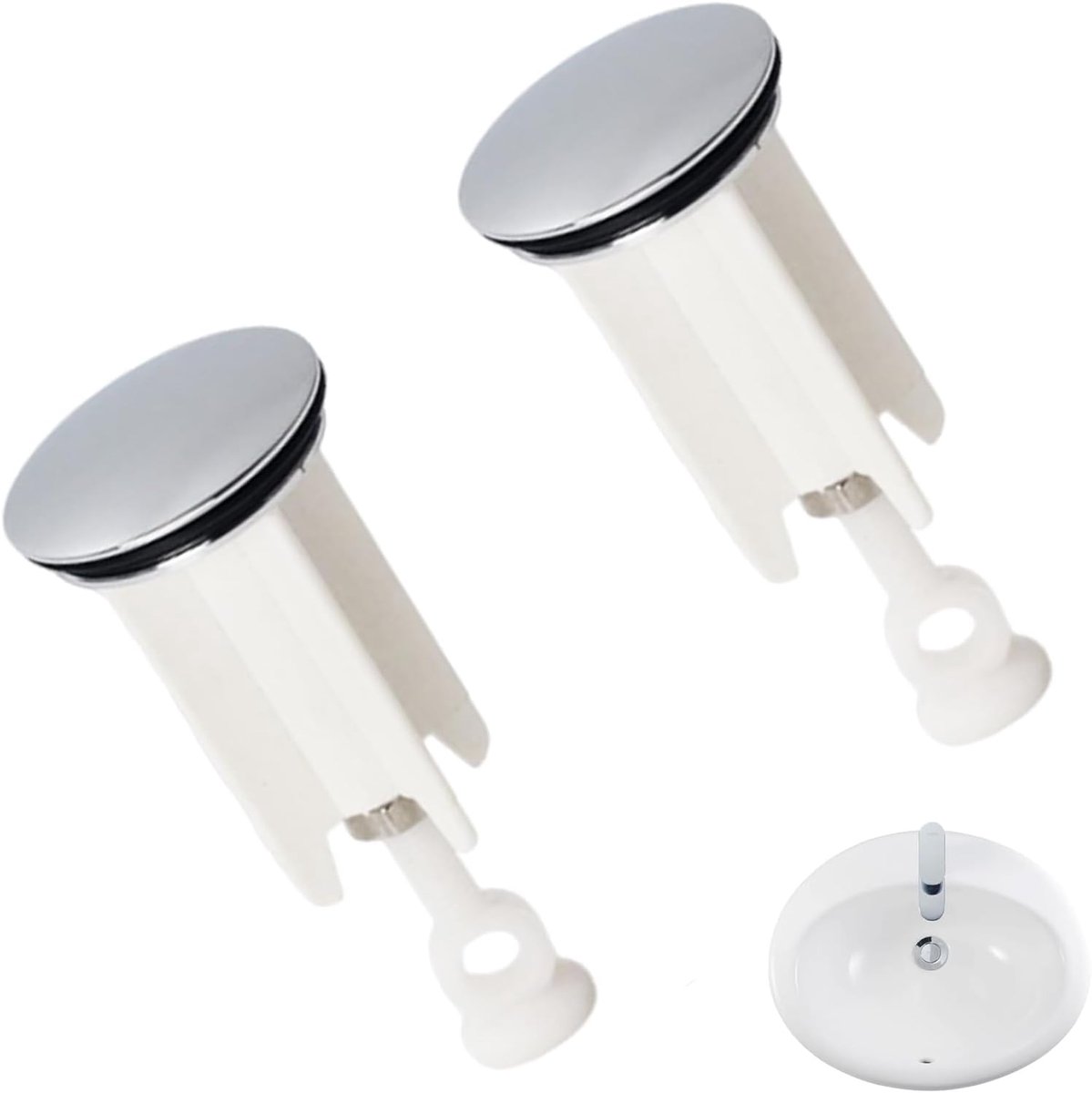 Set of 2 Washbasin Stoppers, Drain Stopper, Sink for Bathroom and Bidet, Height Adjustable - ShopVlot
