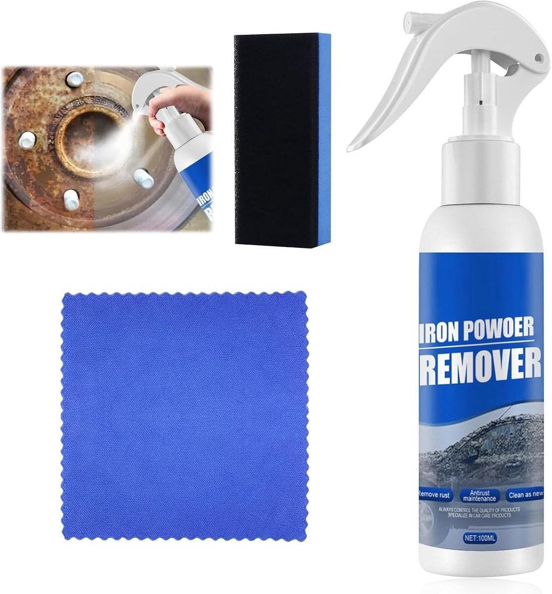 Rust Remover Spray, Iron Powder Remover for Car, Multifunctional Rust Cleaner for Metal, Bike, Car, Bicycle Chain, 100 - ShopVlot