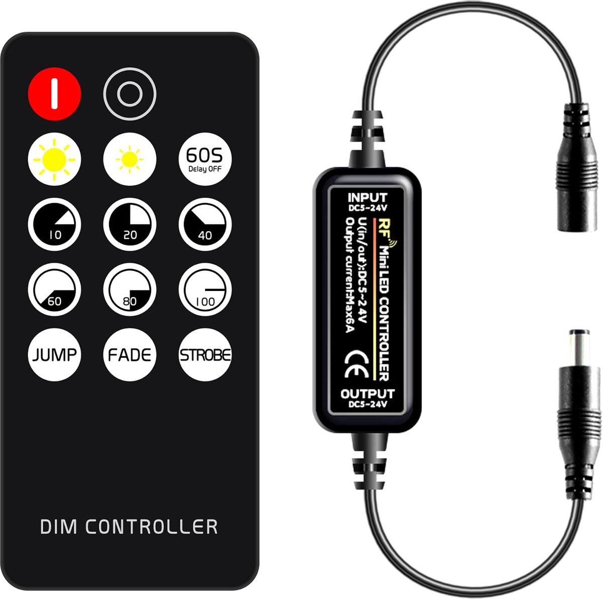 TTWAY Mini RF Remote Control 14 Keys for Single Colour 5050 5630 5730 3528 COB LED Strips DC5V/DC12V/DC24V Dimmer - ShopVlot