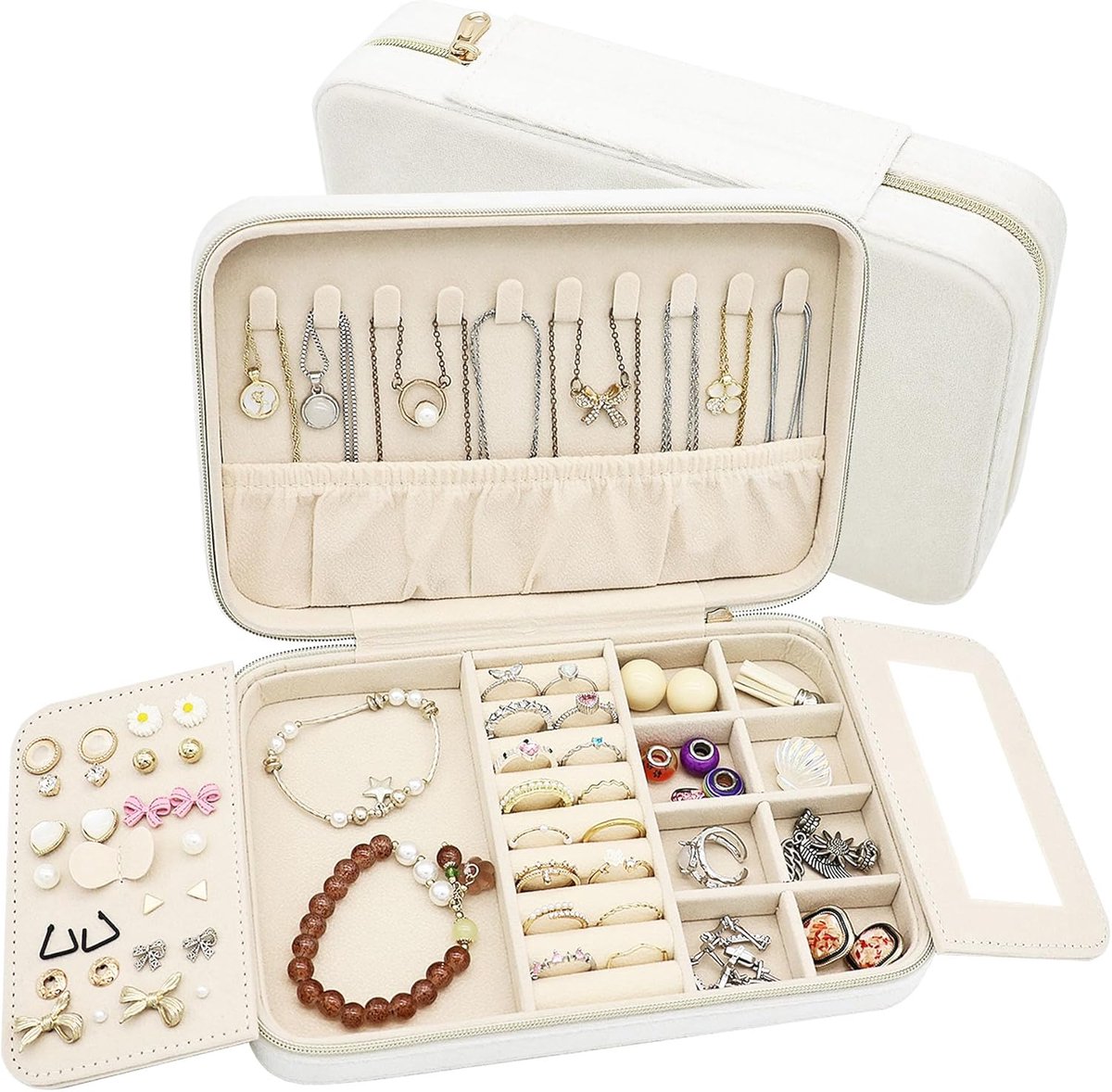 Travel Jewellery Box Large Velvet Portable Small Jewellery Earrings Rings Necklace Bracelets Travel Jewellery for - ShopVlot
