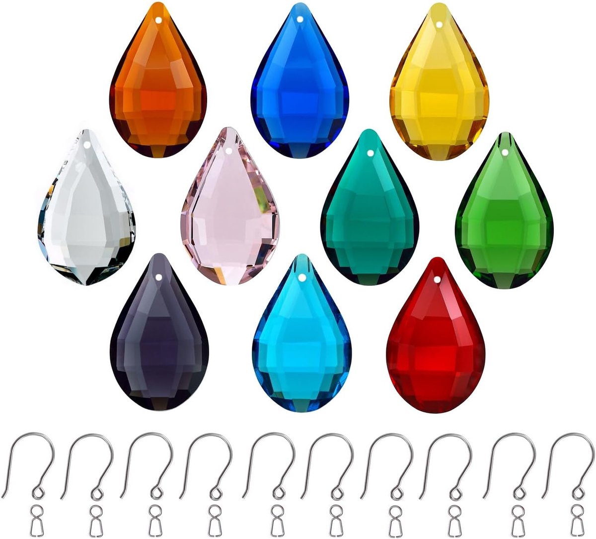 10pcs Hanging Crystal Drops Sun Catchers, Colored Ornament Pendants, FengShui Home Decoration - ShopVlot