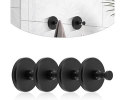 lafo Roha Set of 4 Extra Strong Suction Cup Hooks, Extra Sturdy Suction Cup Hooks, Black Wall Hooks - ShopVlot