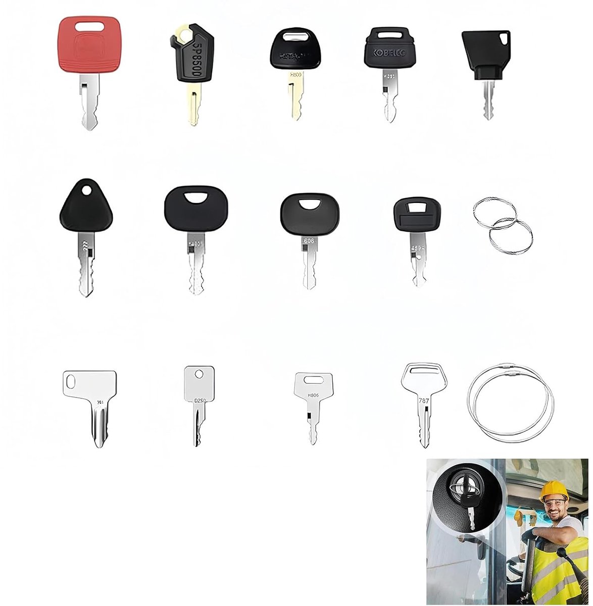 17 Piece Construction Machinery Key Set, Universal Excavator Key, Excavator Key Set, Tractors, Motorcycles and Other - ShopVlot