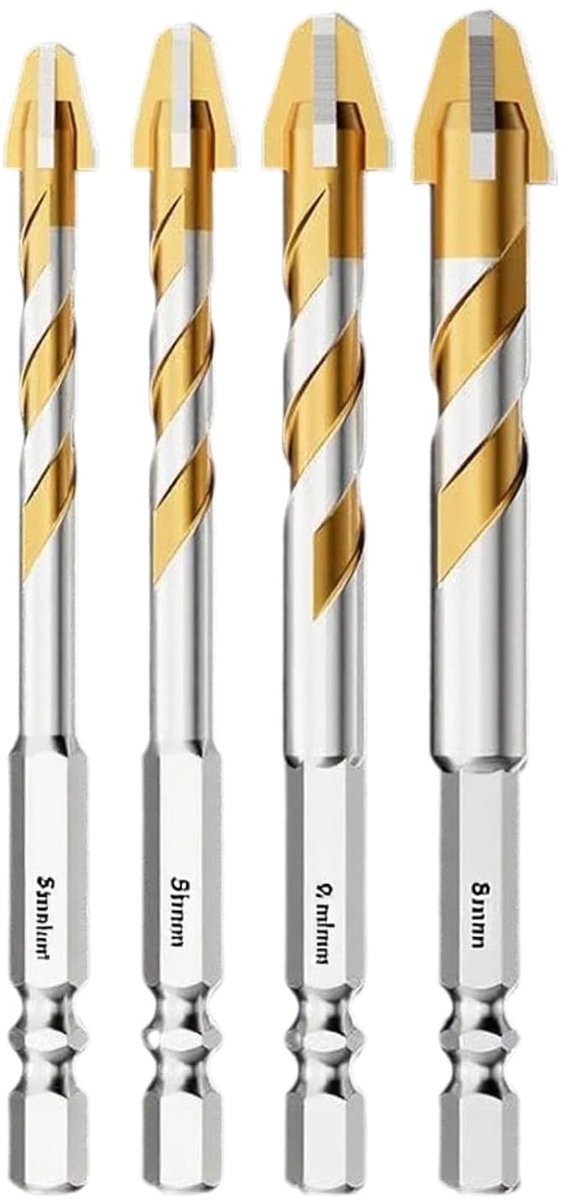 4-delige 9-fluit boorbit met spiraalschacht (6-12 mm) - carbide porselein, concrete voor high-speed boren - FUGYTVEN - ShopVlot
