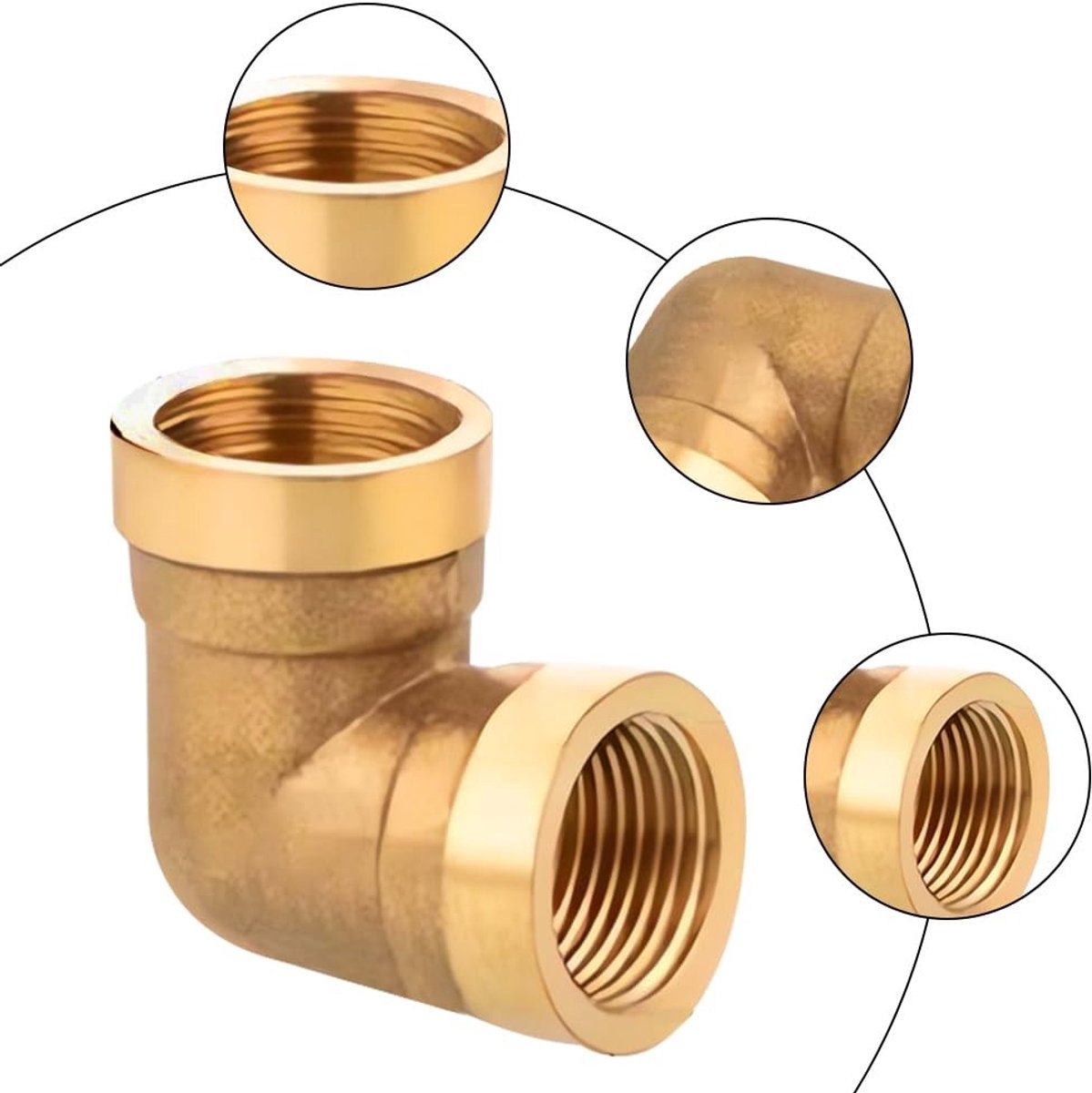Solidchoice - Messing Hoek 90° Schroefdraadfitting voor Irrigatiesystemen