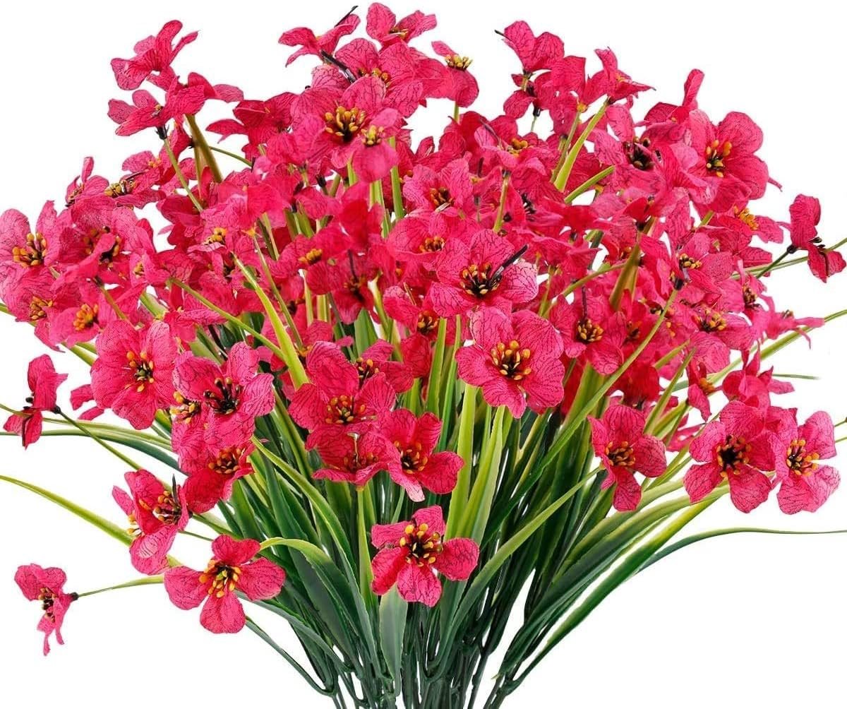 6pcs Artificial Flowers, Faux Plastic Flowers, Artificial Outdoor Plants and Flowers for Home, Garden, Wedding, Party - ShopVlot