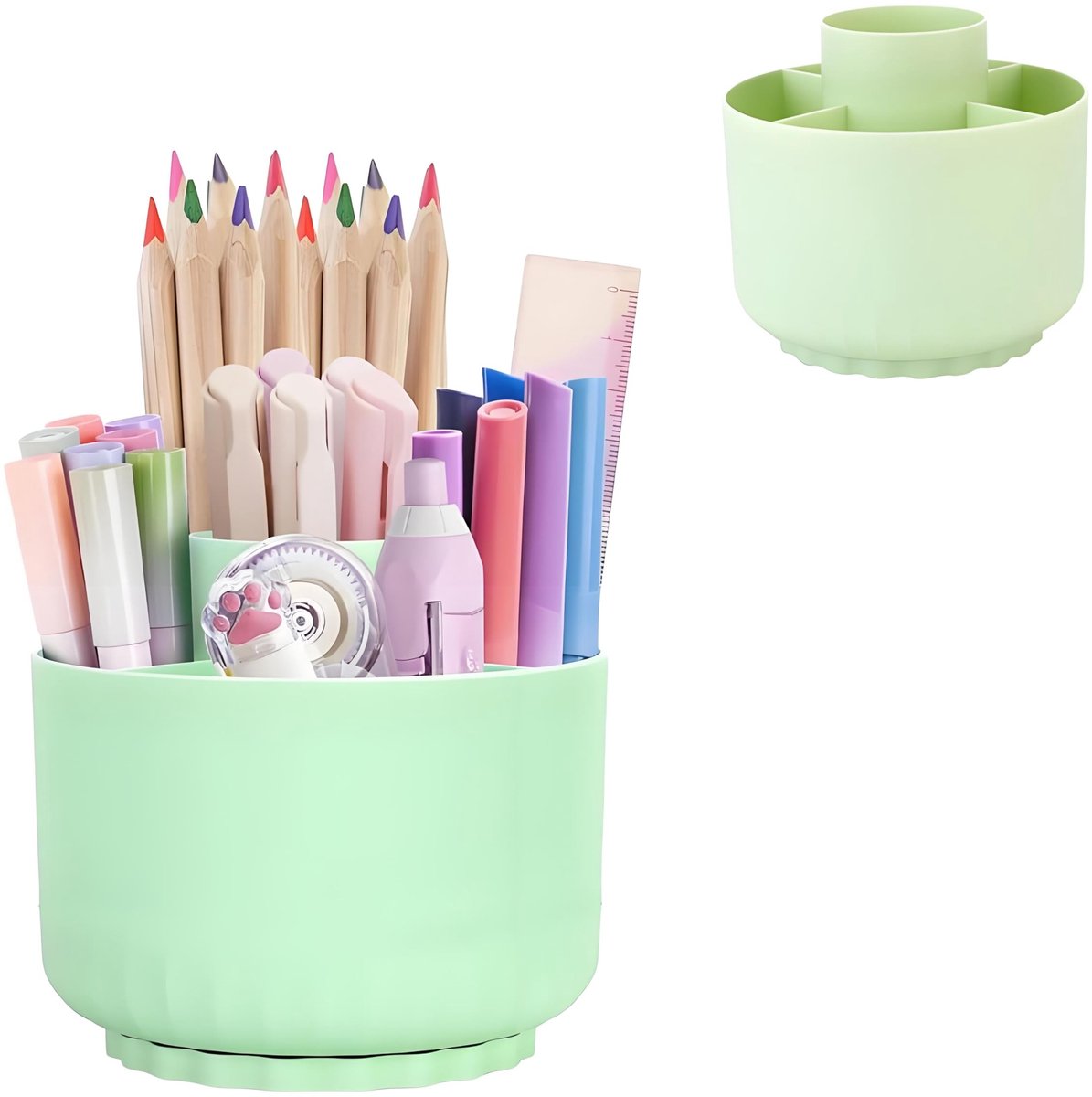 Solidchoice - Draaibare Bureau-organizer met 5 Vakken in Groen