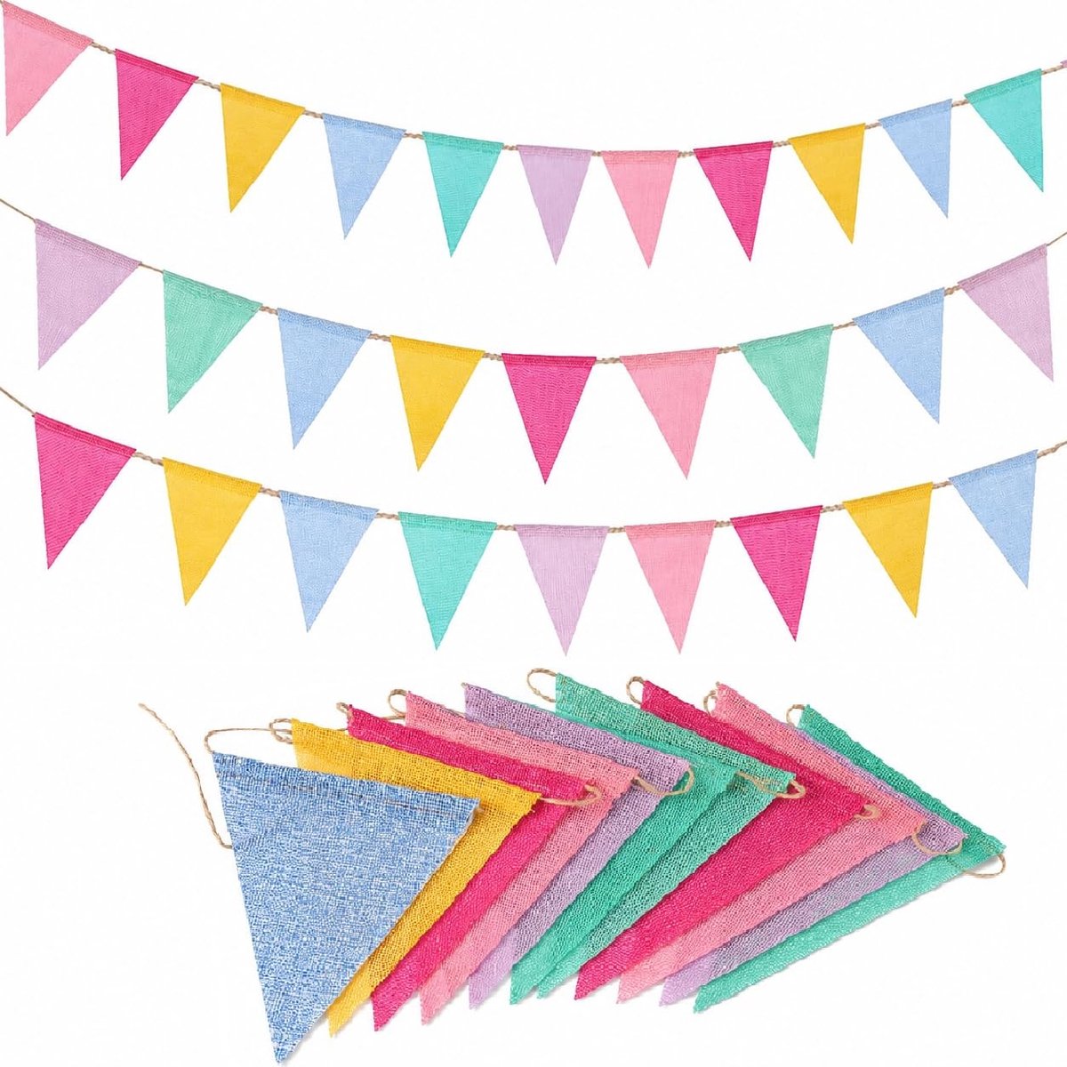 Solidchoice - Set van 4 Weerbestendige Vlaggetjesslingers voor Feesten