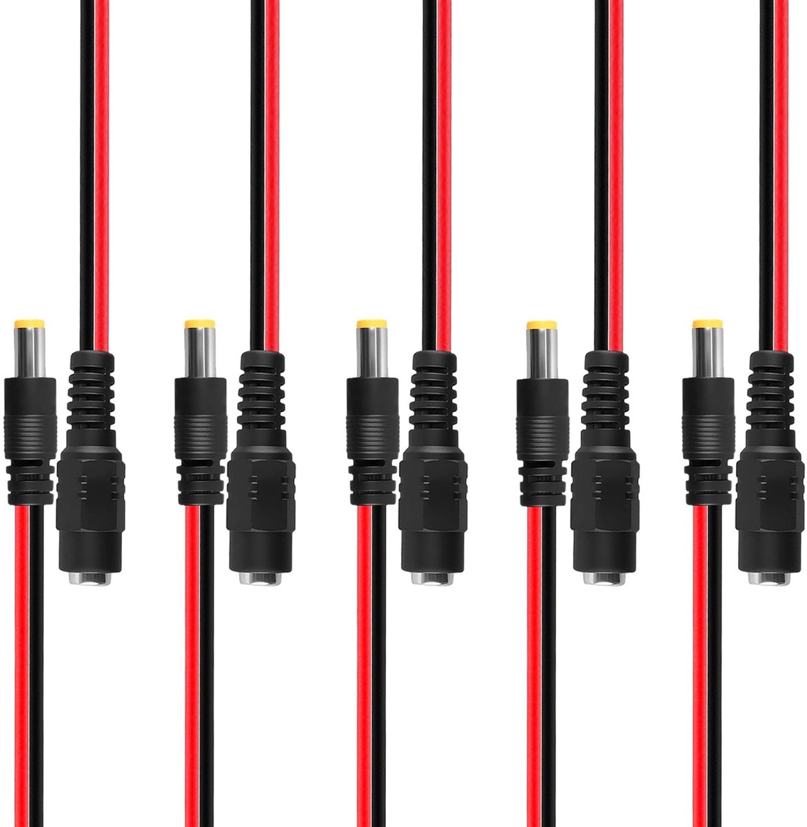 Solidchoice - 5 Pairs DC Power Pigtail Kabel Connectors, 12V