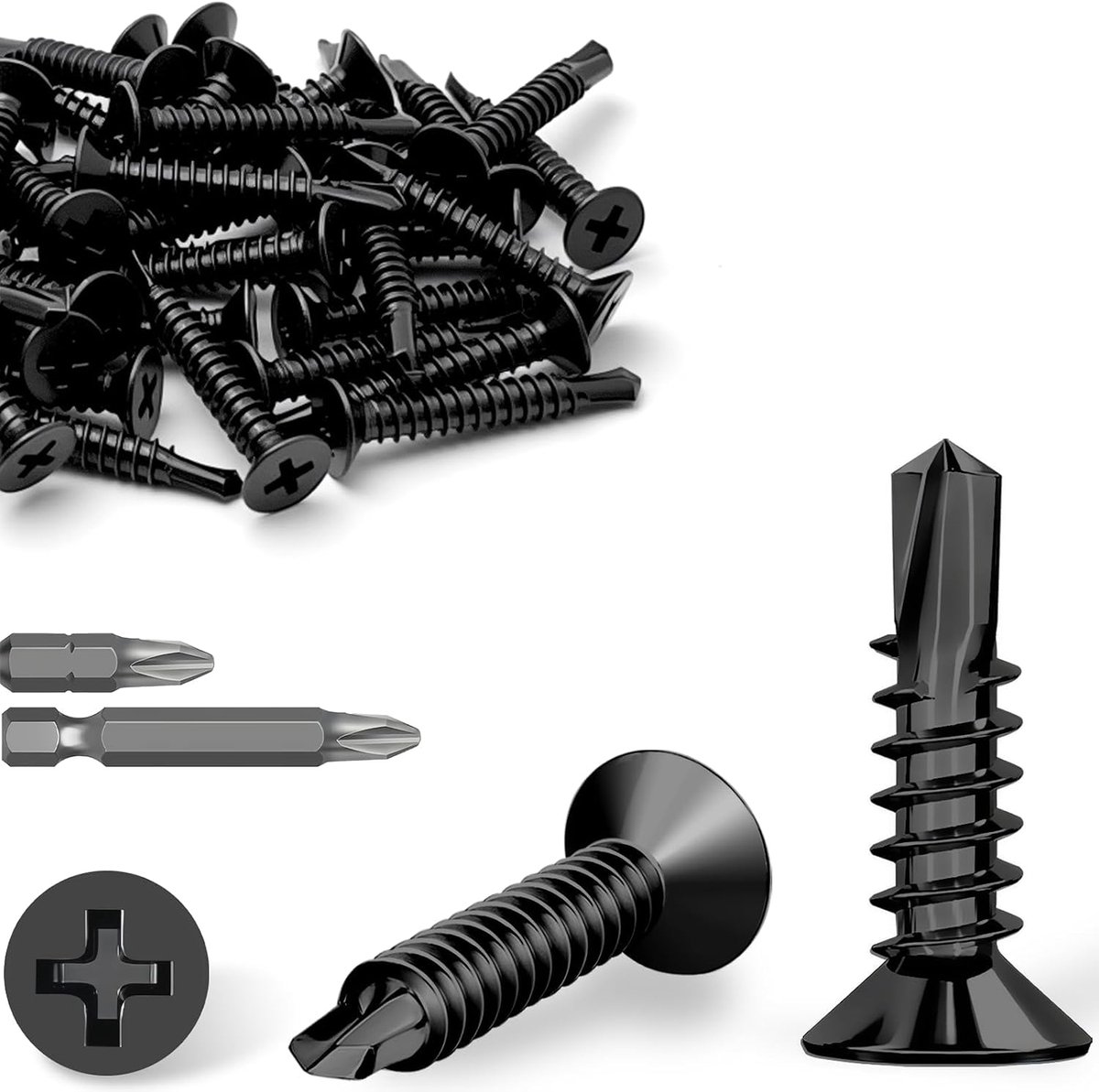 Zelftappende schroeven 4.8x19mm - roestvrij staal zwart - verzonken kop Phillips - ideaal voor industrieel gebruik - ShopVlot