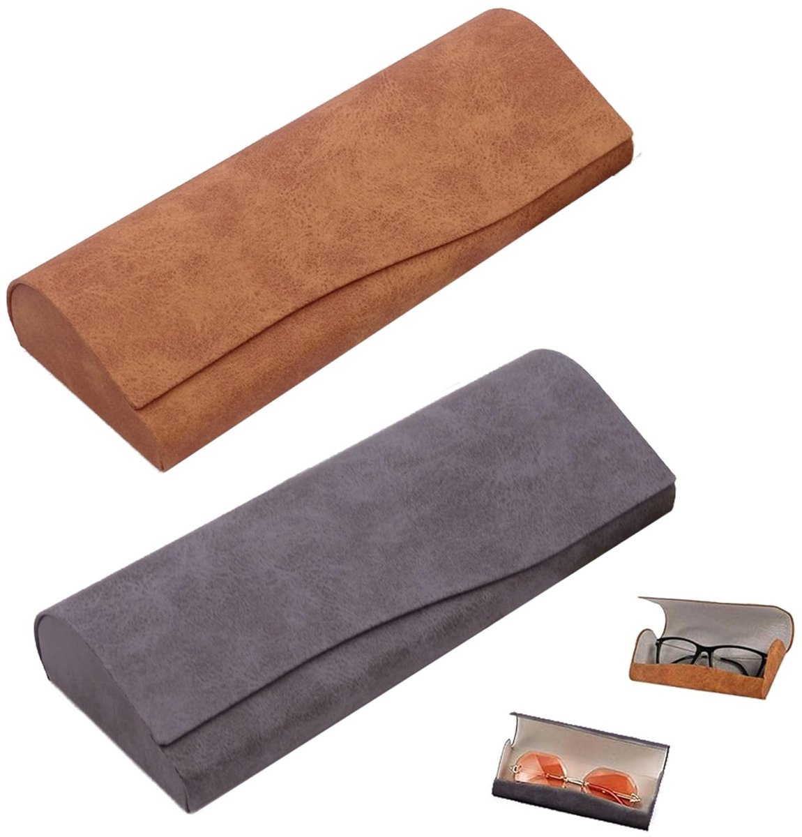 Solidchoice - Set van 2 Vintage Brilhoezen met Magnetische Sluiting