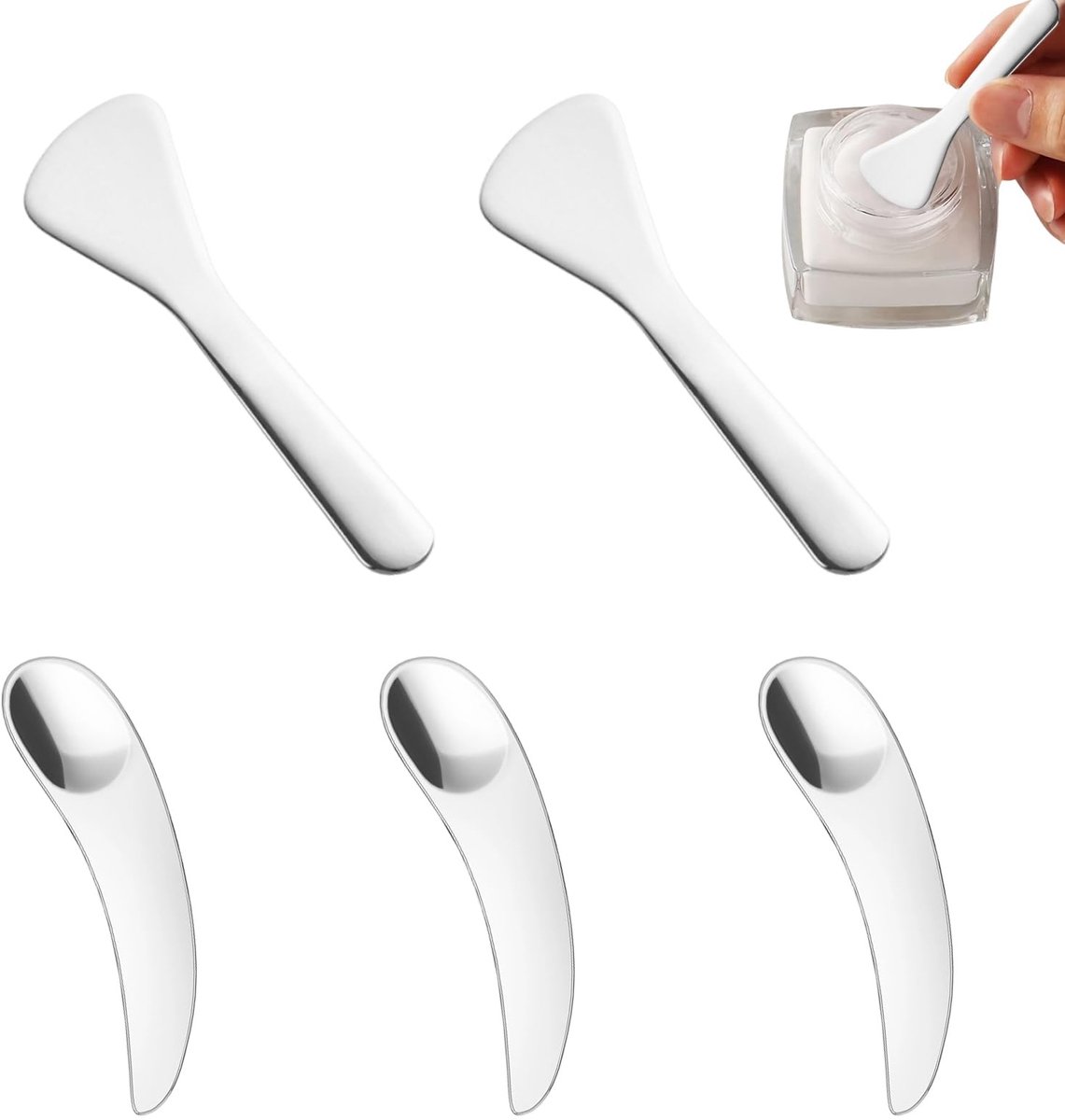 Solidchoice - 5 Stuks Cosmeticaspatels voor Crèmes, Wasgel en Gezichtsmasker - Thuis en Salon Gebruik