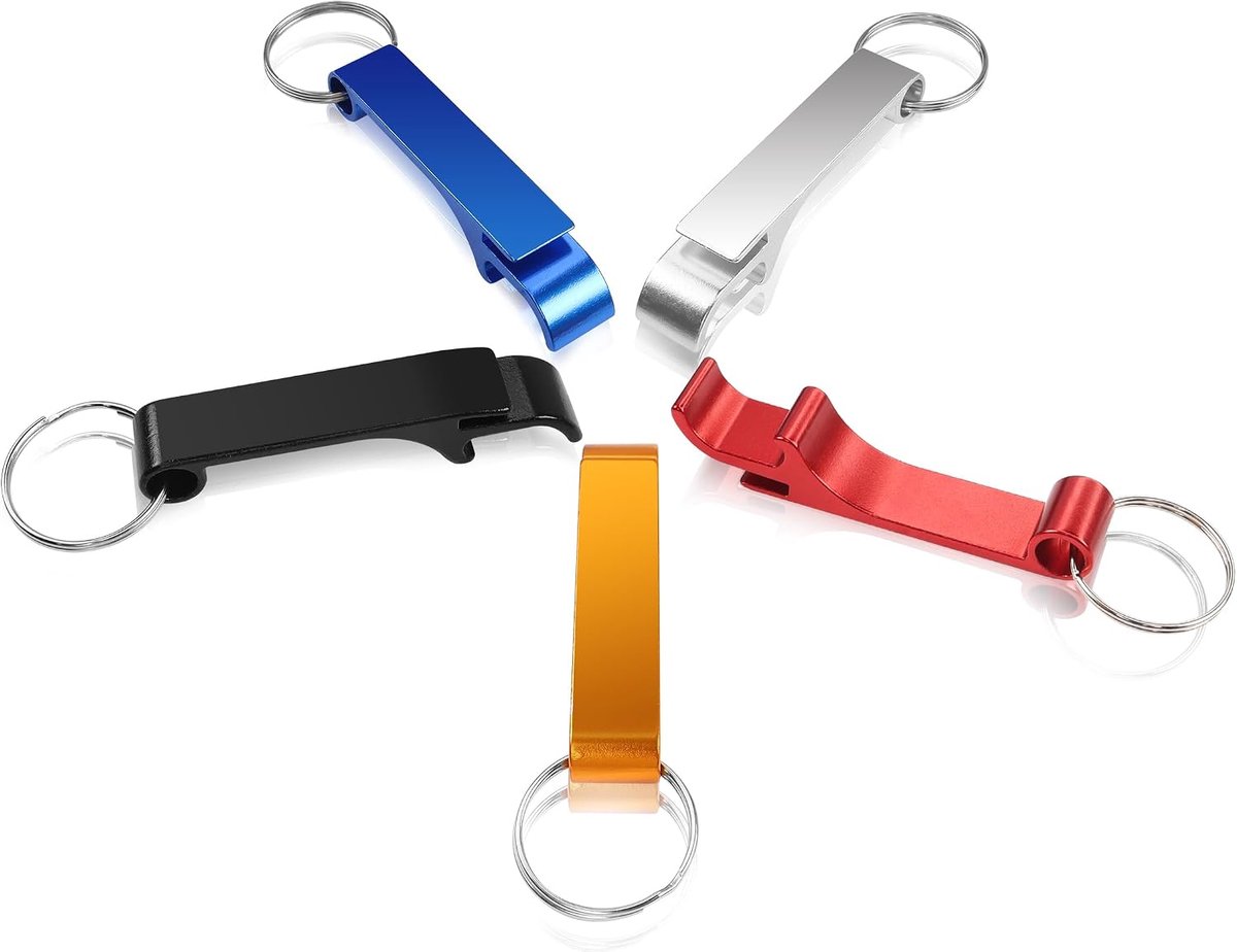 Flessenopener Sleutelhanger 5-delig - Aluminium Legering - Compact en Kleurig - Perfect voor dagelijks gebruik - ShopVlot