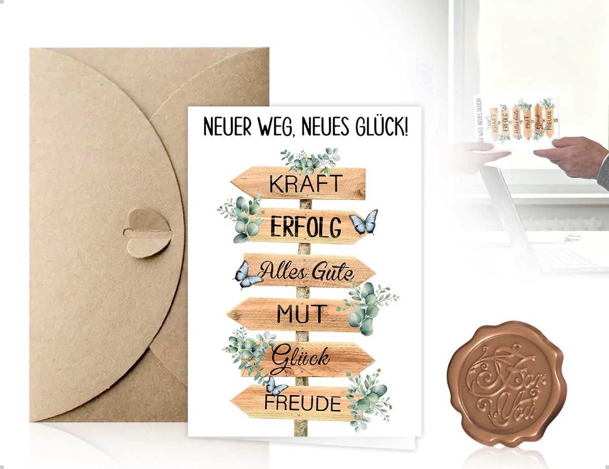 Solidchoice - Afscheidskaart voor Collega's met Envelop en Waszegel