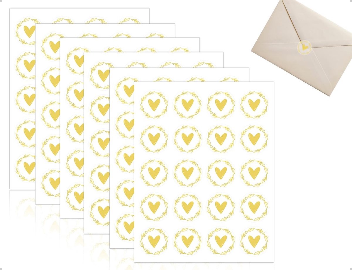 Solidchoice - 120 Hartvormige Envelopstickers voor Wenskaarten en Uitnodigingen
