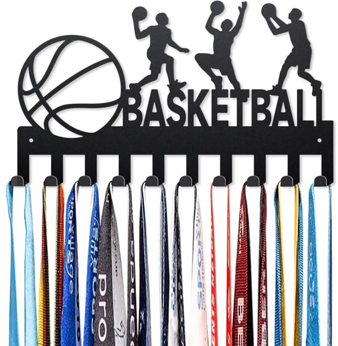 BASKETBALL Sleutelhaak van metaal 23 x 40 cm Sport Atleet Wandhaak Dunking Jumping Sleutelhouder met 10 Haken Voor Keuken Ingang Hal Tuin Deur Veranda