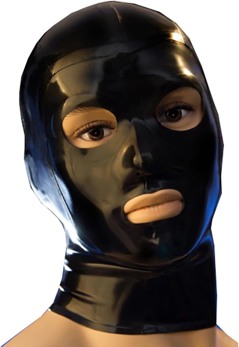 Latex Hoedmasker L - Volledige Gezichtsmasker - Zwart Rubber - Perfect voor Cosplay - ShopVlot