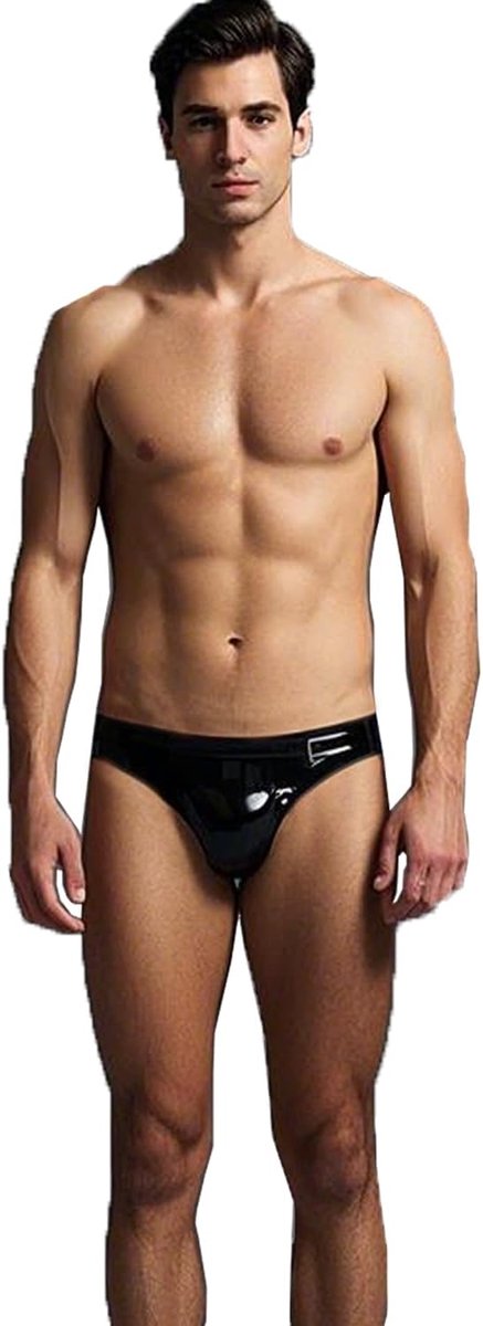 Heren ondergoed latex slip - zwart - sexy g-string - perfect voor cosplay - ShopVlot