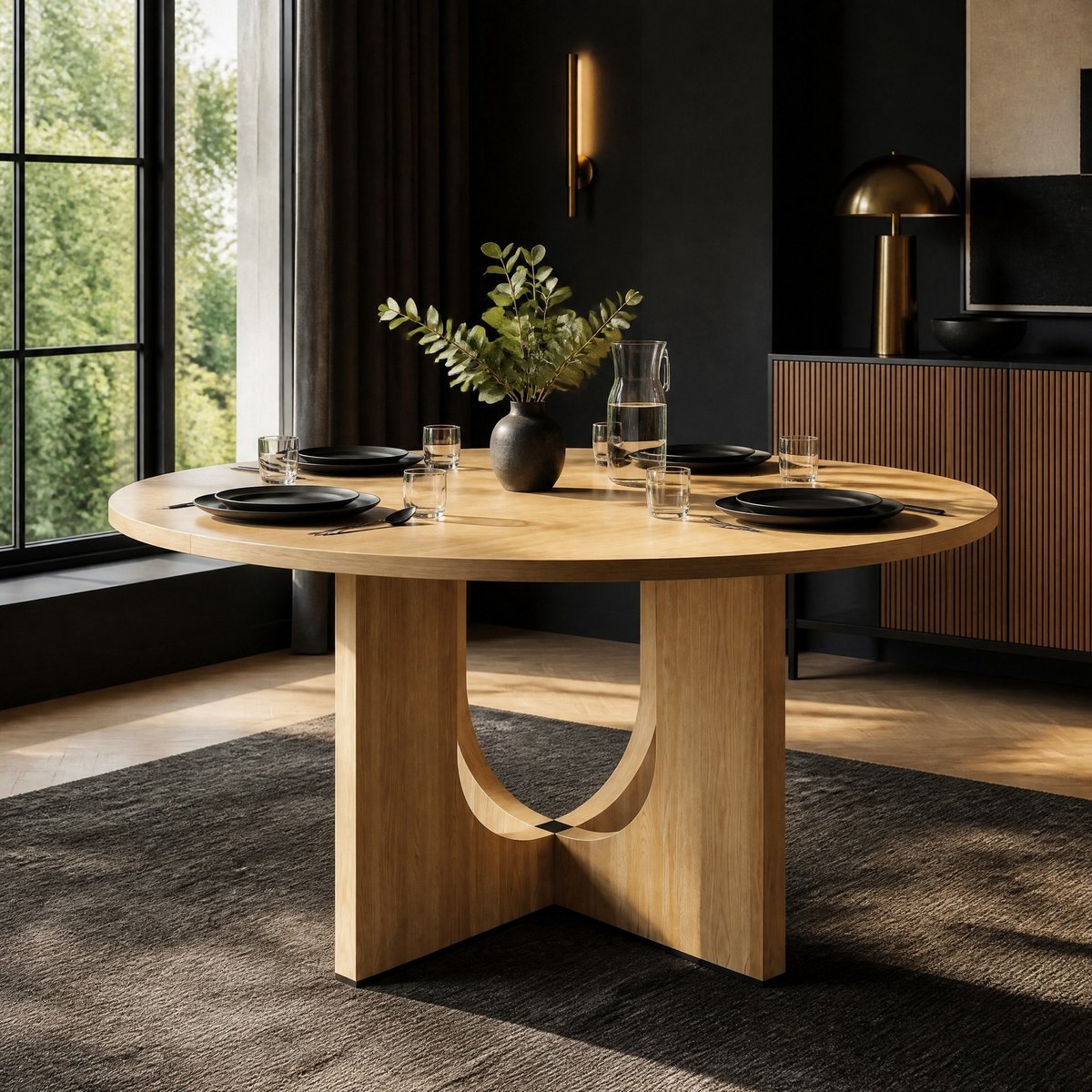 DESMIU Eettafel - Ronde Tafel Voor 4-6 Personen - Scandinavisch Minimalistisch Voor Eetkamer En Woonkamer - MDF - Eikenkleur - 120x120x75 Cm