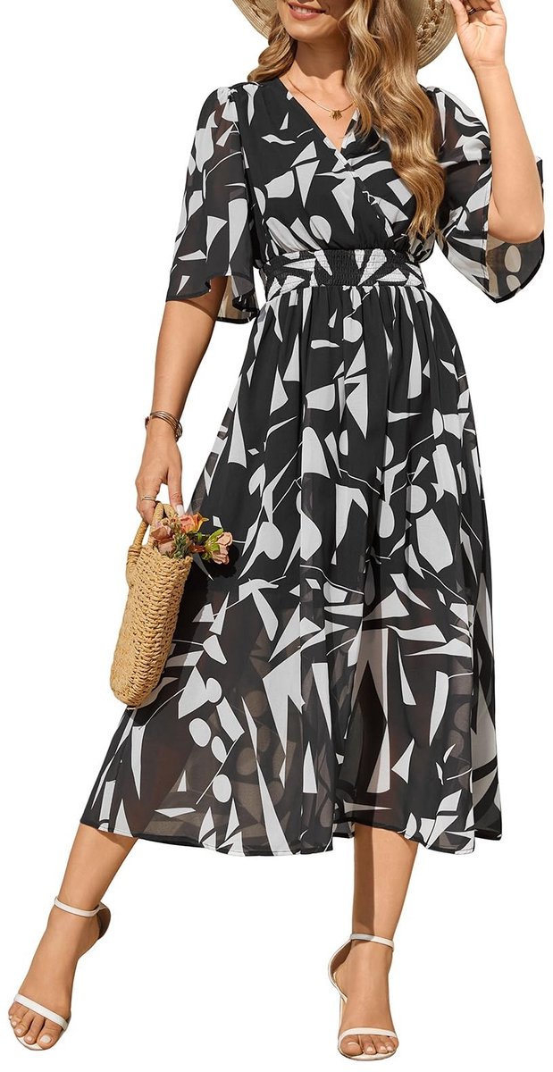 Solidchoice - Lange Zomerjurk met Bloemenprint voor Dames