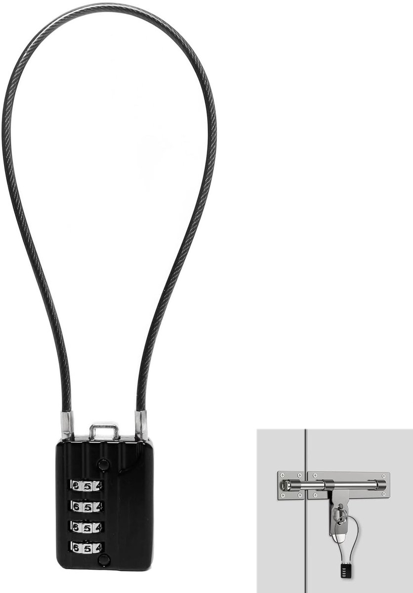 Solidchoice - Stalen Kabelslot 29 cm met 4-Cijferige Combinatie voor Lockers en Bagage
