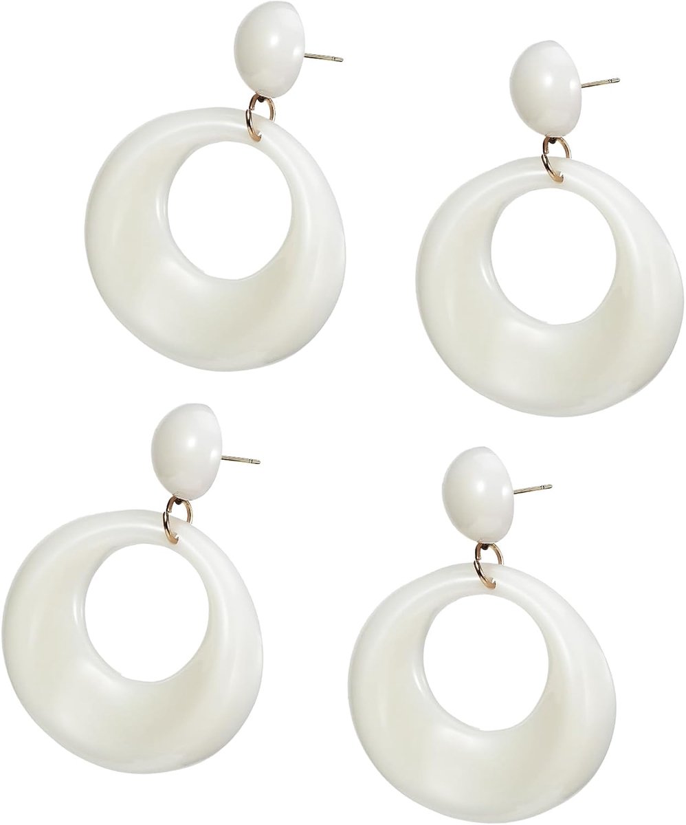 Hoopoorbellen wit - kunststof - neon holle ronde vorm - perfect voor feestoutfits - ShopVlot