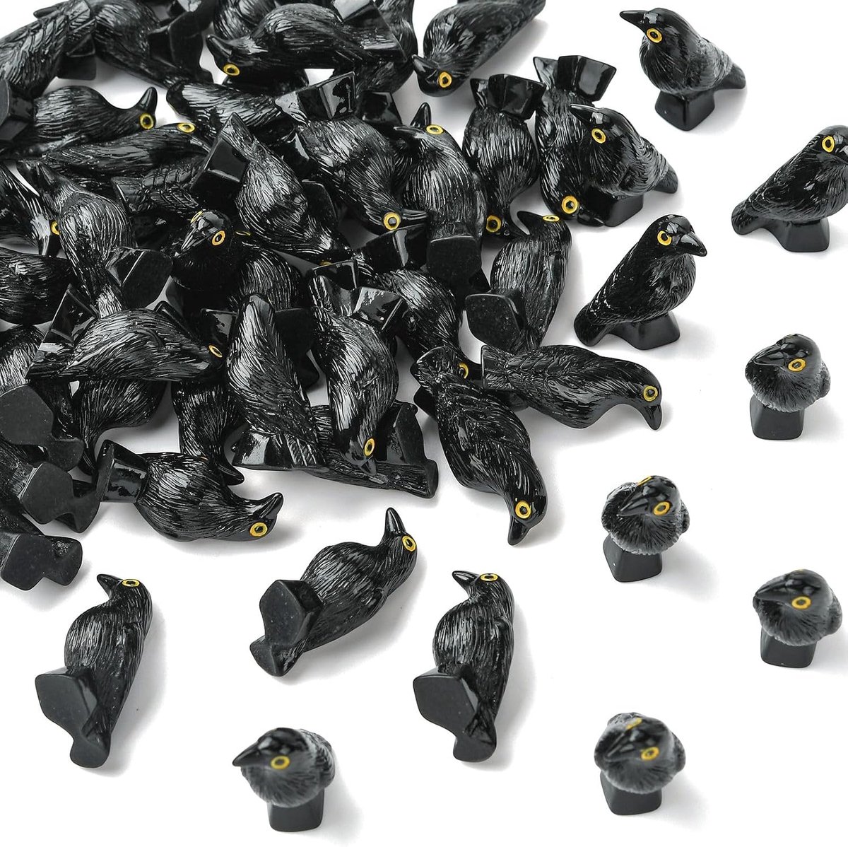 miniatuurbeeldjes 50 stuks - zwarte kraai vorm - premium hars - ideaal voor sieraden maken - ShopVlot