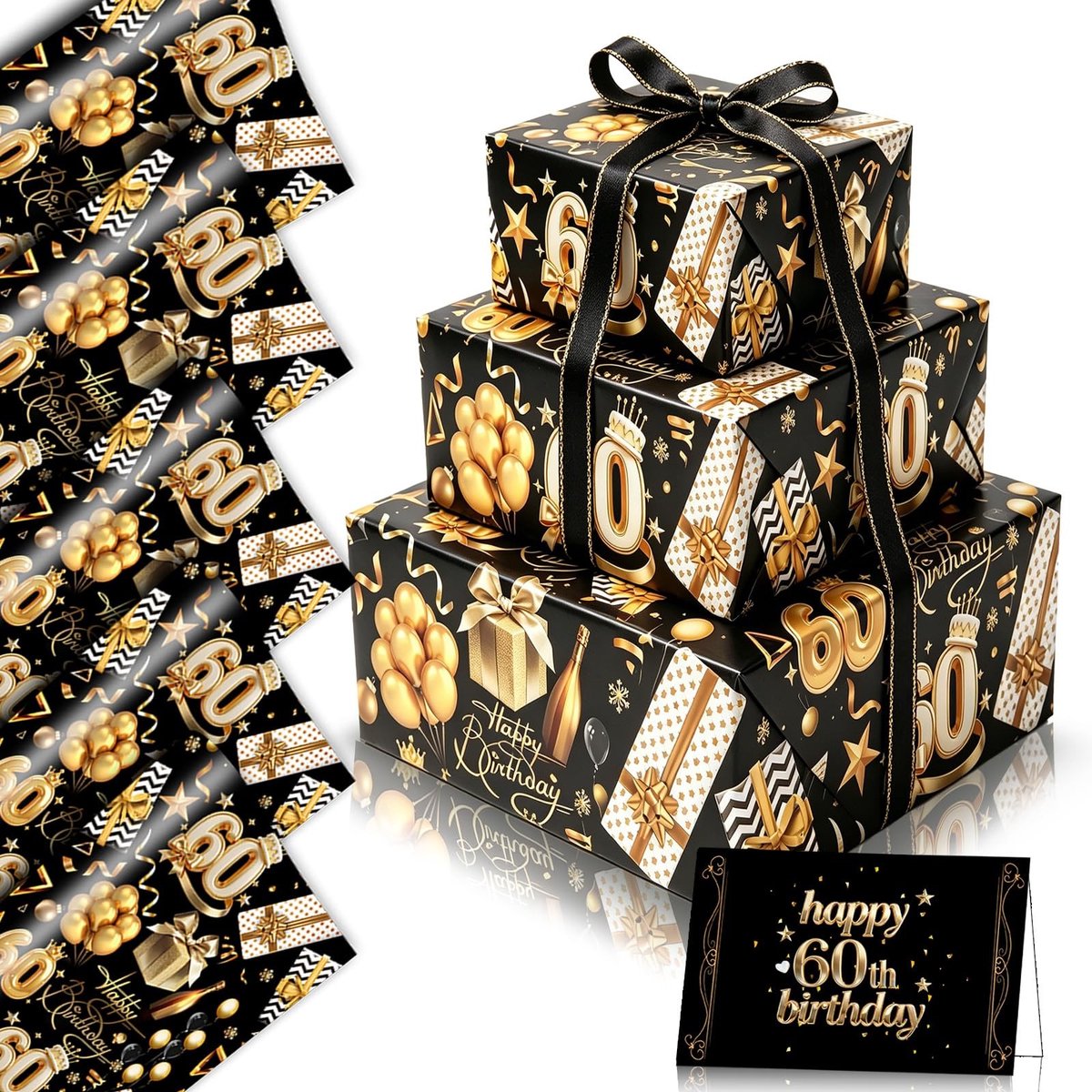 Solidchoice - 5 Stuks Cadeaupapier voor 60e Verjaardag