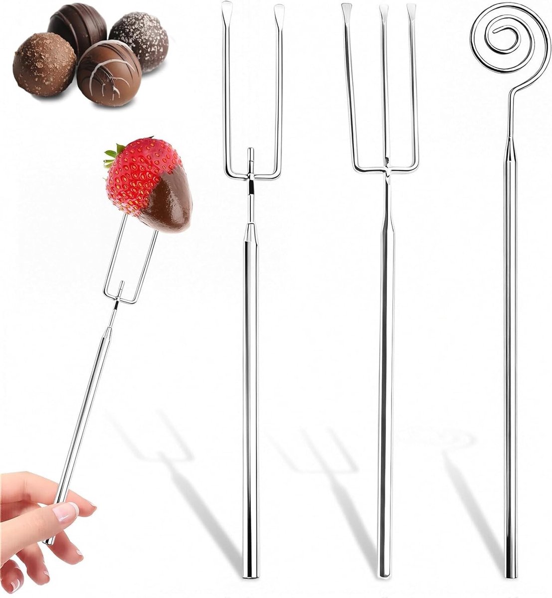 Solidchoice - Set van 3 Multifunctionele RVS Chocoladevorken