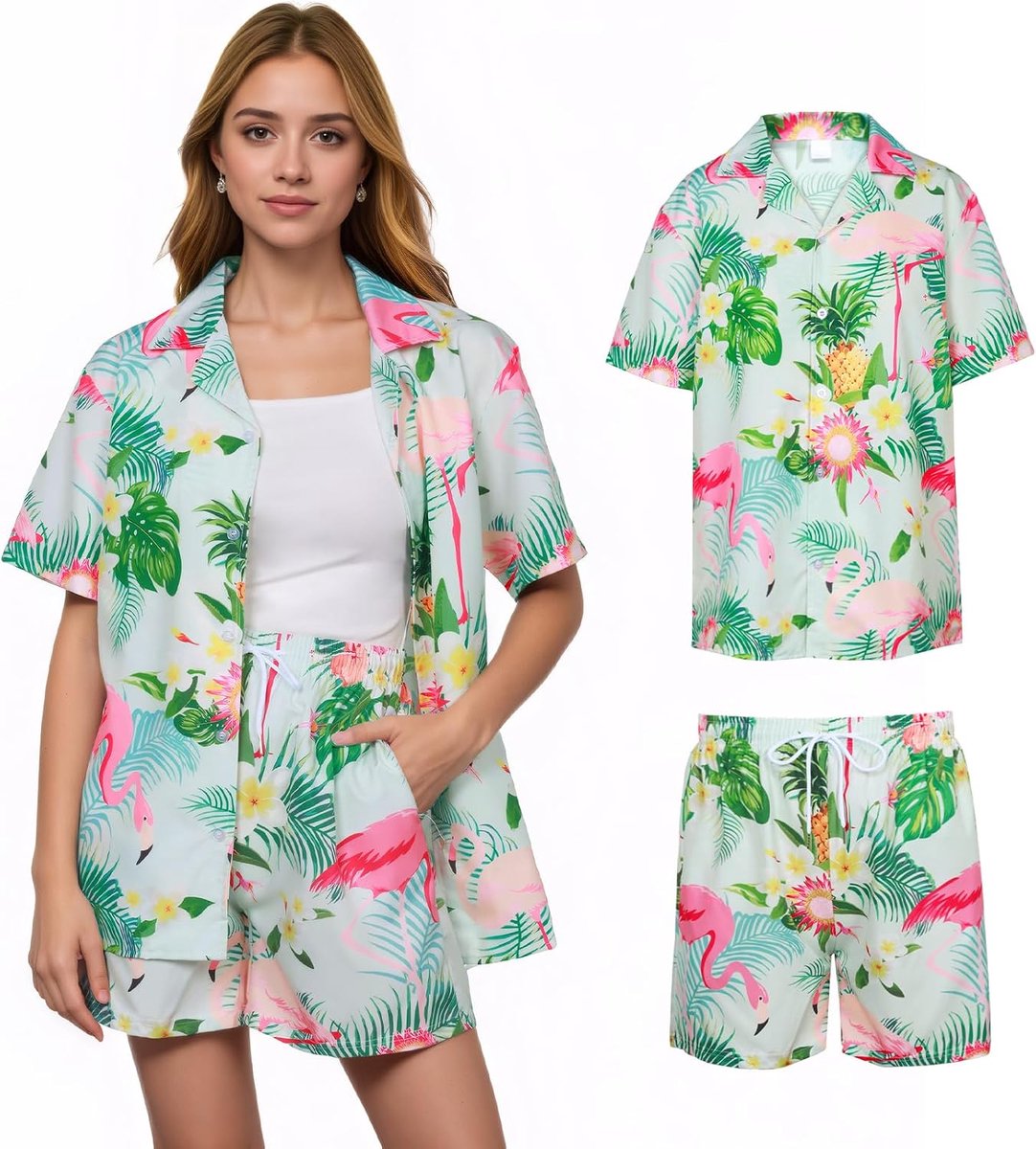 Hawaii shirt dames - Hawaiian outfit set - bloemenprint - perfect voor zomerse feesten - ShopVlot