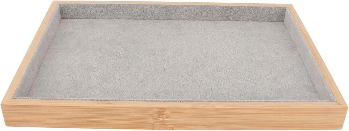 Jewelry Tray, Elegant Display Function Lightweight Flannel Jewelry Drawer Organizer Wood for Jewerly(Grey) - ShopVlot