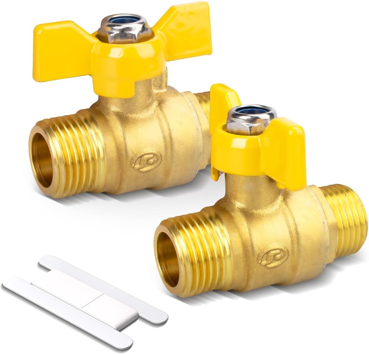 Bwintech 2pcs 1/2" Male BSP to 1/2" Male BSP in Brass, Ball Valves with Wing Handle 180 Degree Shut Off Switch - ShopVlot