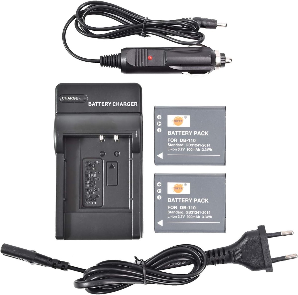 DSTE 2pcs DB-110 Spare Batteries and DC16E Travel Charger Compatible with GR III, WG-6, G900, G900SE - ShopVlot