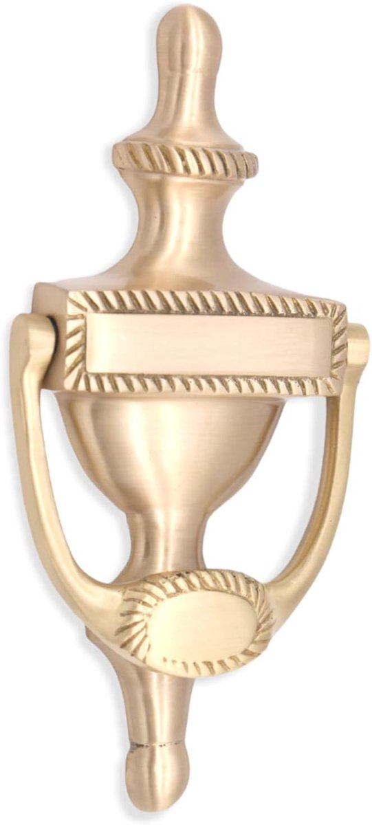 Infinity Decor Georgische stijl 6" (150 mm) massief messing urn deurklopper in satijn messing afwerking - ShopVlot
