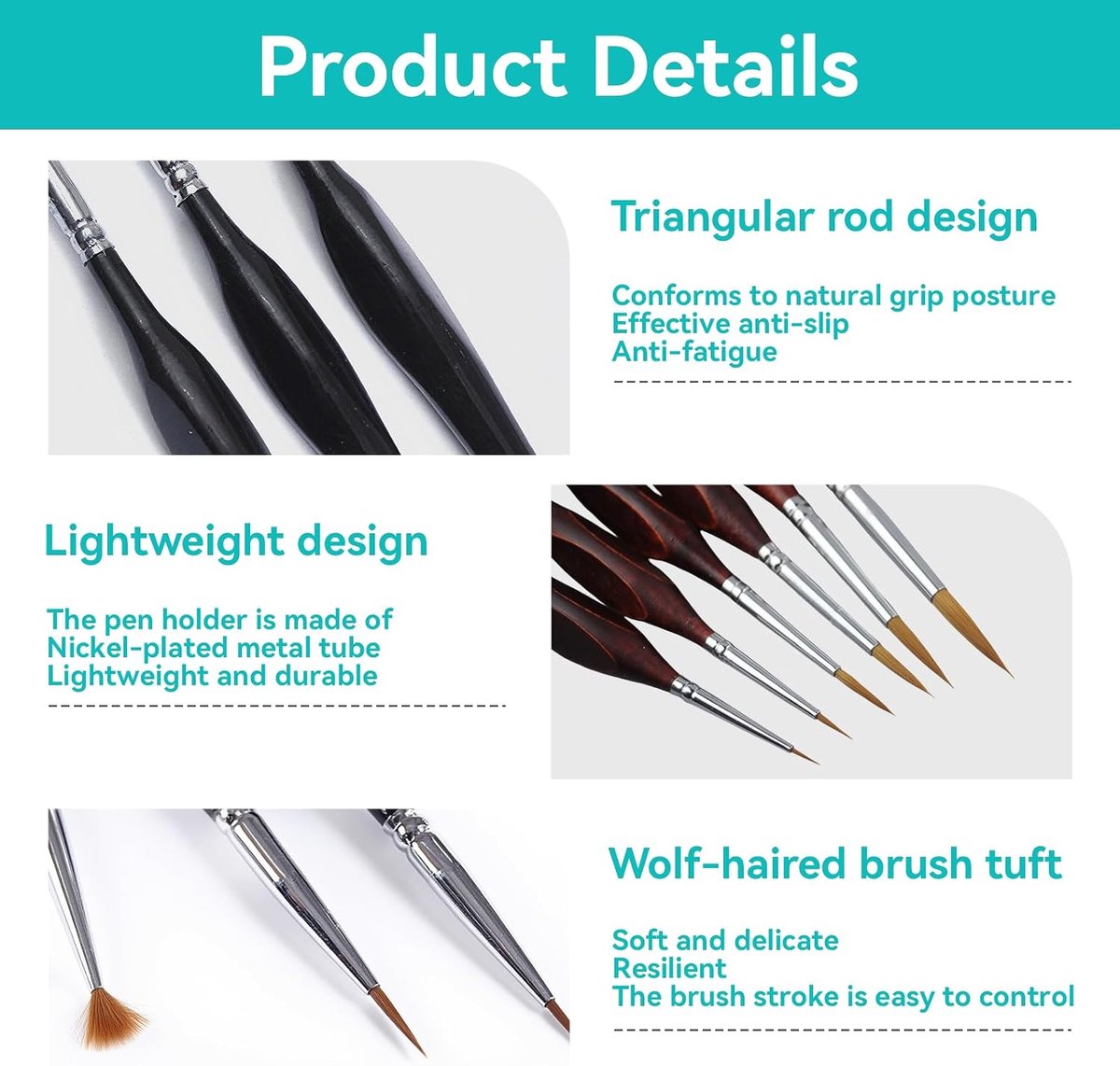 14-delige premium fijne detailpenselenset voor acryl, fijne detailpenselen voor schilderen op nummer, miniaturen - ShopVlot