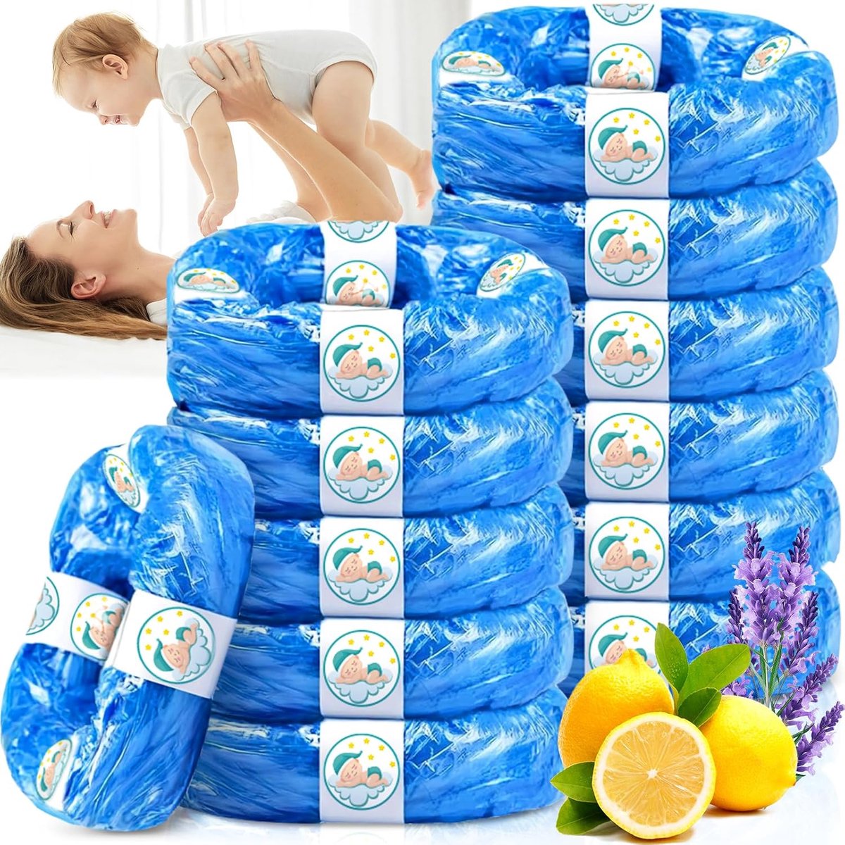 12 Pezzi Ricarica Mangiapannolini 4.5 M, Pannolino Sacchetti di Ricarica Antiodore, Sacchetti Mangiapannolini - ShopVlot